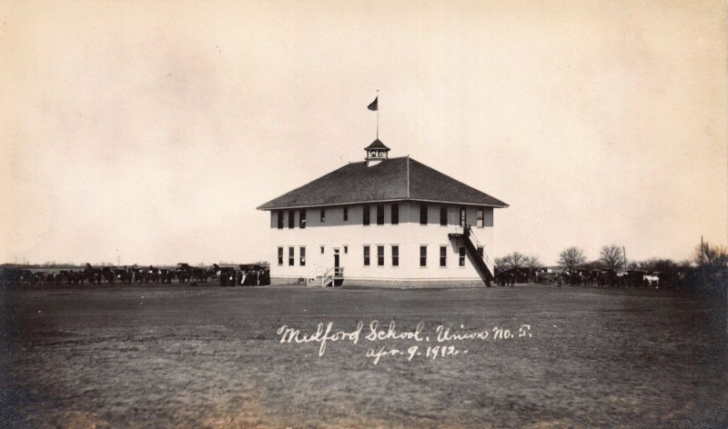 Two 1912 Real Photo Postcards Medford School Union No. 5~112175 