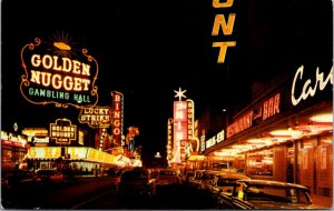 Postcard Fremont Street From Second Street at Night in Las Vegas, Nevada