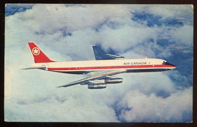 h738 - AIR CANADA Airlines Postcard 1969 Douglas DC-8 Jetliner Airplane