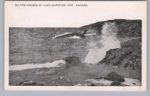 On The Shores Of Lake Superior, Ontario, Antique Valentine-Black Postcard