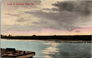 Postcard CA Sunset on Sacramento River ~1910 M76