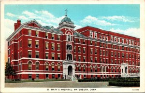 Vintage Postcard CT New Haven County Waterbury St. Mary's Hospital 1920s S92
