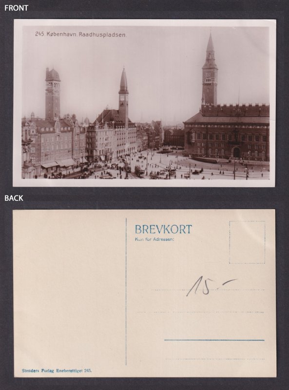 Vintage postcard DENMARK Copenhagen Town hall square