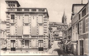 France Bourbonne-les-Bains La Rue des Bains Vintage Postcard 05.19