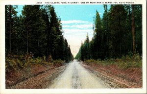 The Clark's Fork Highway, Auto Road Through MT Vintage Postcard E55