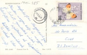 Hungary Kunszentmárton multi views postcard 1966 butterfly stamp 