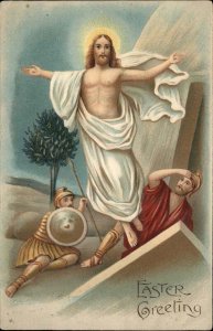 Easter Roman Soldiers Watch Jesus Christ c1910 Vintage Postcard