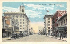 LONG BEACH, CA California  PINE AVENUE Street Scene STOREFRONTS c1920's Postcard