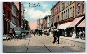 HALIFAX, Nova Scotia, Canada ~ BARRINGTON STREET Scene Streetcar c1910s Postcard