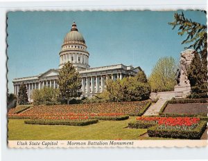 Postcard Utah State Capitol-Mormon Battalion Monument, Salt Lake City, Utah