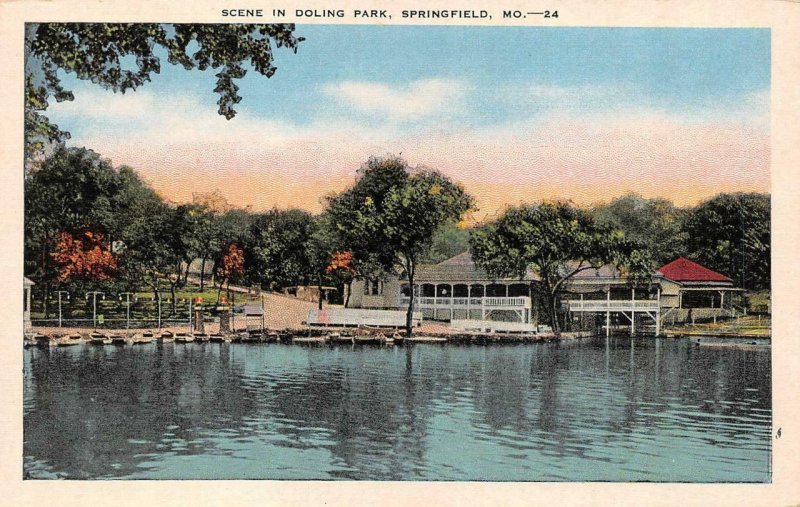 SPRINGFIELD, MO Missouri  DOLING PARK  Lake~Dance Pavilion  c1940's Postcard