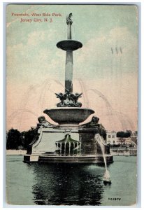 1912 Fountain West Side Park Layer Statue Jersey City New Jersey NJ Postcard