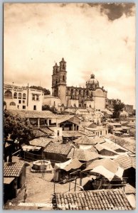 Taxco Mexico 1940s RPPC Real Photo Postcard Mercado Tetitian Market Aerial View