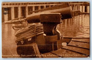 1916 Grays Harbor Washington Vintage Postcard Harpoon Whale Gun Shooting Whales