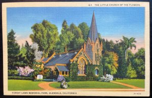 Vintage Postcard 1933 Little Church of the Flowers, Forest Lawn, Glendale, CA