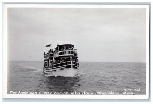 Ship Island MS RPPC Photo Postcard Pan American Clipper Coming Cline c1950's