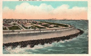 Vintage Postcard Sea Wall Historical Landmark Built After Hurricane Galveston TX