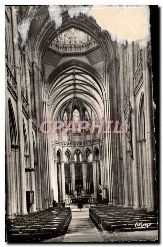 Coutances Old Postcard Interior of al cathedral