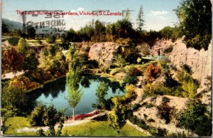 VINTAGE POSTCARD THE LAKE AT BUTCHART'S GARDENS AT VICTORIA B.C. CANADA 1933