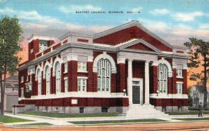 WARSAW, Indiana IN     BAPTIST CHURCH  Kosciusko County  ca1940's Linen Postcard