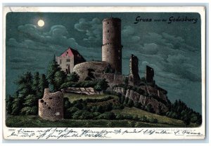 1900 Greetings from Godesburg Bonn Germany Moonlight Scene Postcard