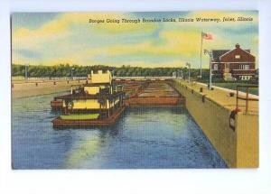 LP72  Joliet,  Illinois, IL, Postcard, Barges, Brandon Locks