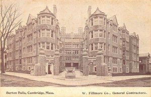 Cambridge MA Burton Halls W. Fillmore Co. General Contractors Postcard
