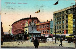 Adams Square Boston MA Businesses c1909 Vintage Postcard M35