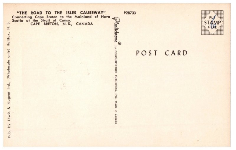 Cape Breton Road to the Isles Causeway Scenic Bagpiper Vintage Postcard