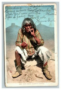 Vintage 1905 Postcard Native American Man Smoking a Cigarette in the Desert