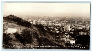 Aerial View Hollywood From The Hill South California CA RPPC Photo Postcard