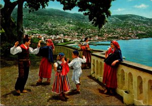 Portugal Madeira Partial View Of Funchal Locals In Traditional Dress 1974