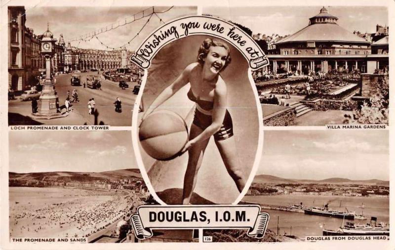 Douglas Isle of Man Beach Multiview  Bathing Beauty Real Photo Postcard J50175