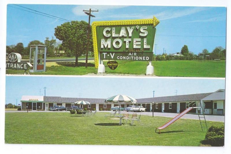 Glasgow Delaware DE US Route 40 Clays Motel Vintage Postcard