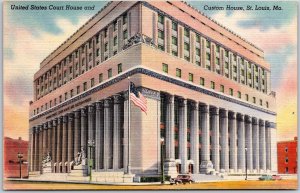 United States Courthouse Custom House Saint Louis Missouri MO Flag Postcard