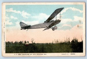 Washington DC Postcard US Army Aeroplane Off Scouting Trip Scene 1920 Vintage