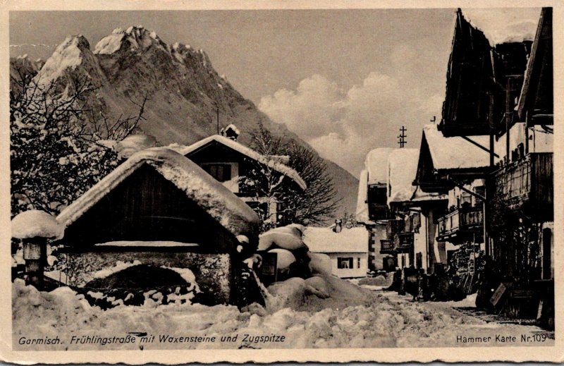 Germany Garmisch FruehlingstrasseMit Waxensteine und Zugspitze 1951