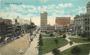 Wheelock Postcard Heart Of Peoria Downtown Central Square Peoria IL