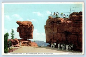 Colorado Springs Colorado CO Postcard Steamboat Rock And Balanced Rock c1920's