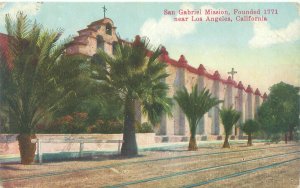 San Gabriel Mission Near Los Angeles CA Litho Postcard Unused