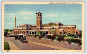 LITTLE ROCK, AR Arkansas   Missouri Pacific RAILROAD DEPOT  c1930s Cars Postcard