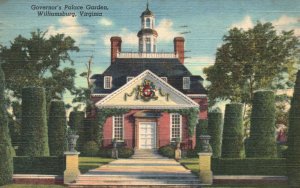 Vintage Postcard 1950's Governor's Palace Garden Formal Ballroom Williamsburg VA