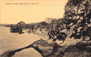 c.'07, Steamboat Landing, Sepia, Wagons Mississippi, Quincy, IL, Old Post Card