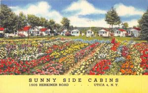 Utica New York Sunny Side Cabins Flower Garden Antique Postcard K19508