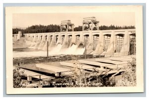 Vintage 1950's RPPC Postcard Spillway Gates Bonneville Dam Oregon