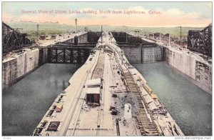 General view of Upper Locks,looking North from Lighthouse,Gatun,Panama,PU-1914
