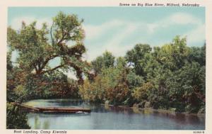 Nebraska Milford Scene On Big Blue River Boat Landing Camp Kiwanis Curteich