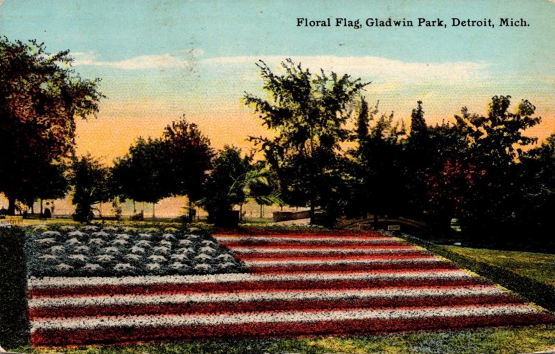 Michigan Detroit Gladwin Park Floral Flag 1911 Curteich