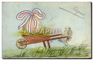 Old Postcard Fancy (drawing hand) Wheelbarrow Chick