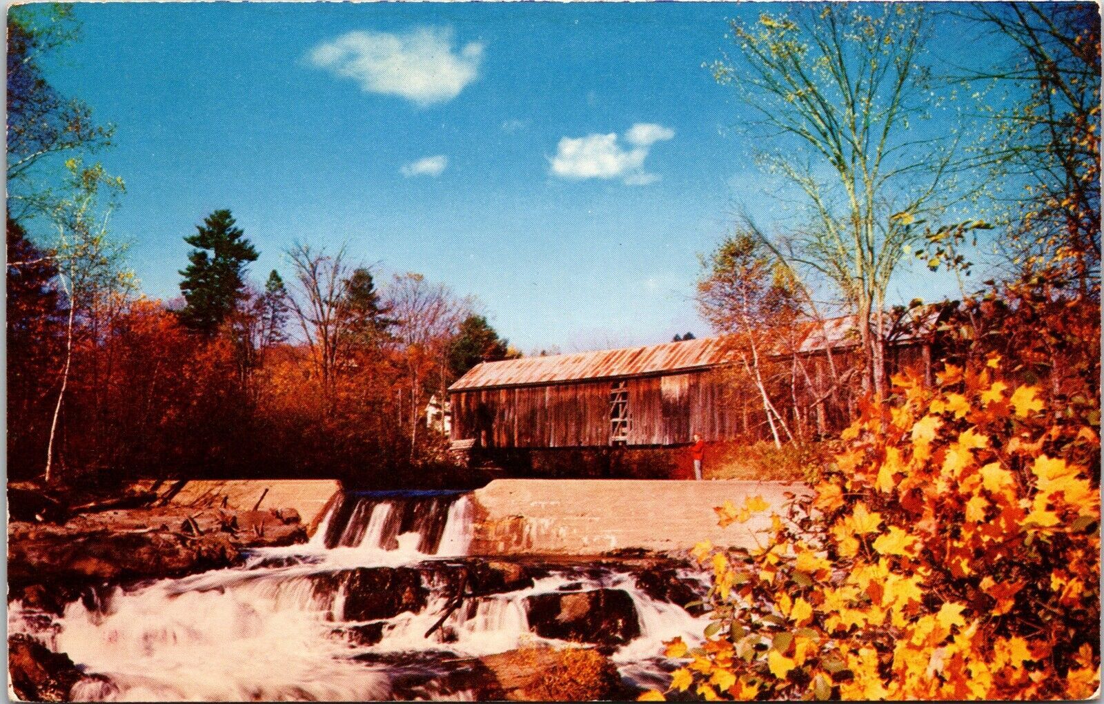 Covered Bridge Thetford Center Vermont Forest Fall Autumn Waterfall UNP